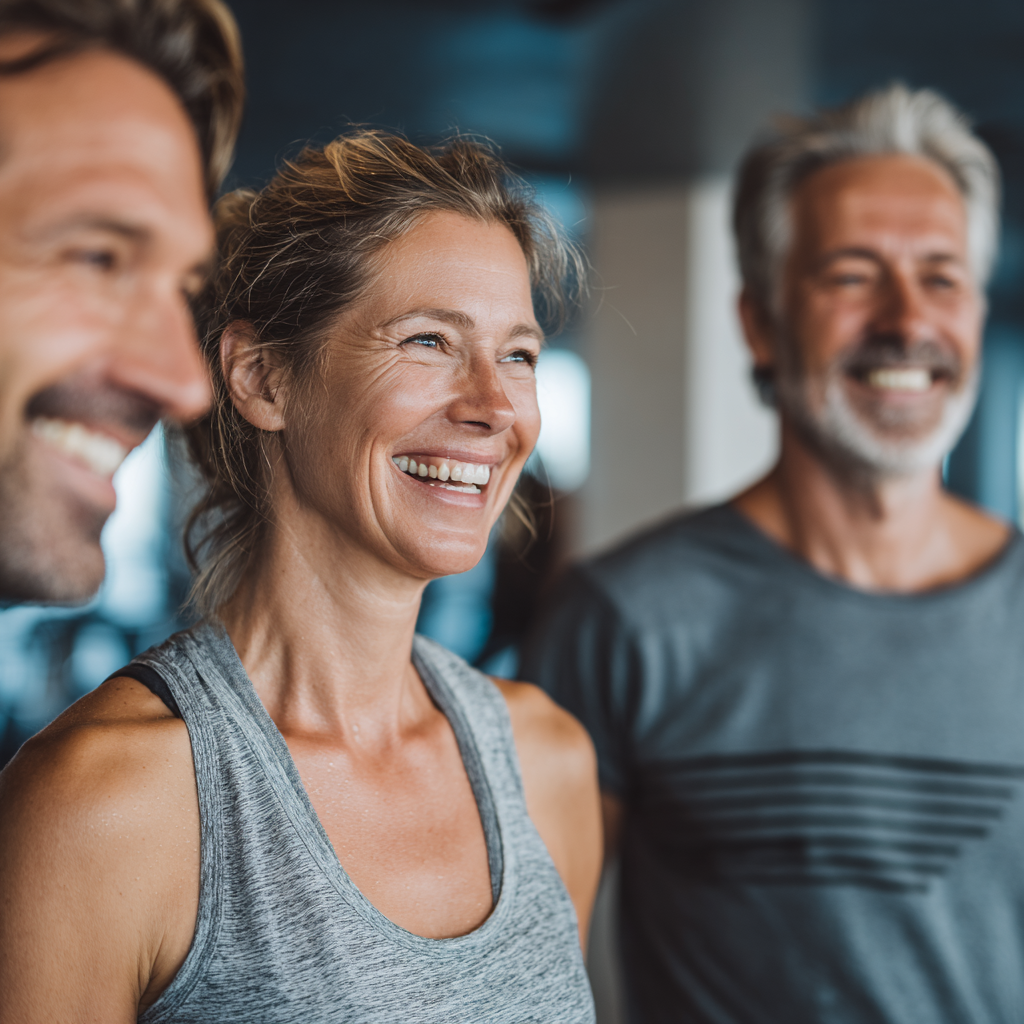 Aktívni ľudia nad 45 rokov cvičia